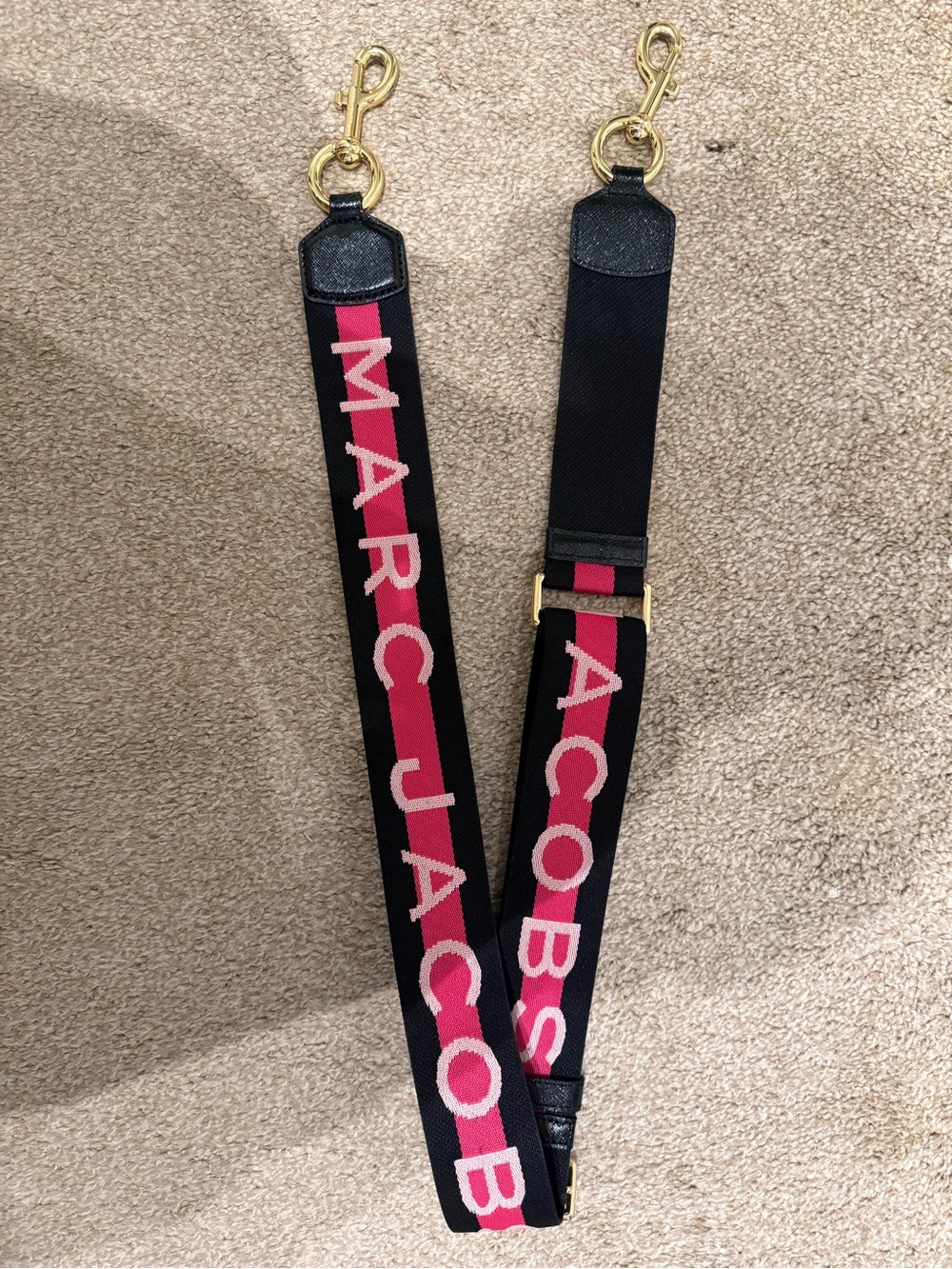 Marc Jacobs Black and Pink Logo Adjustable Strap
